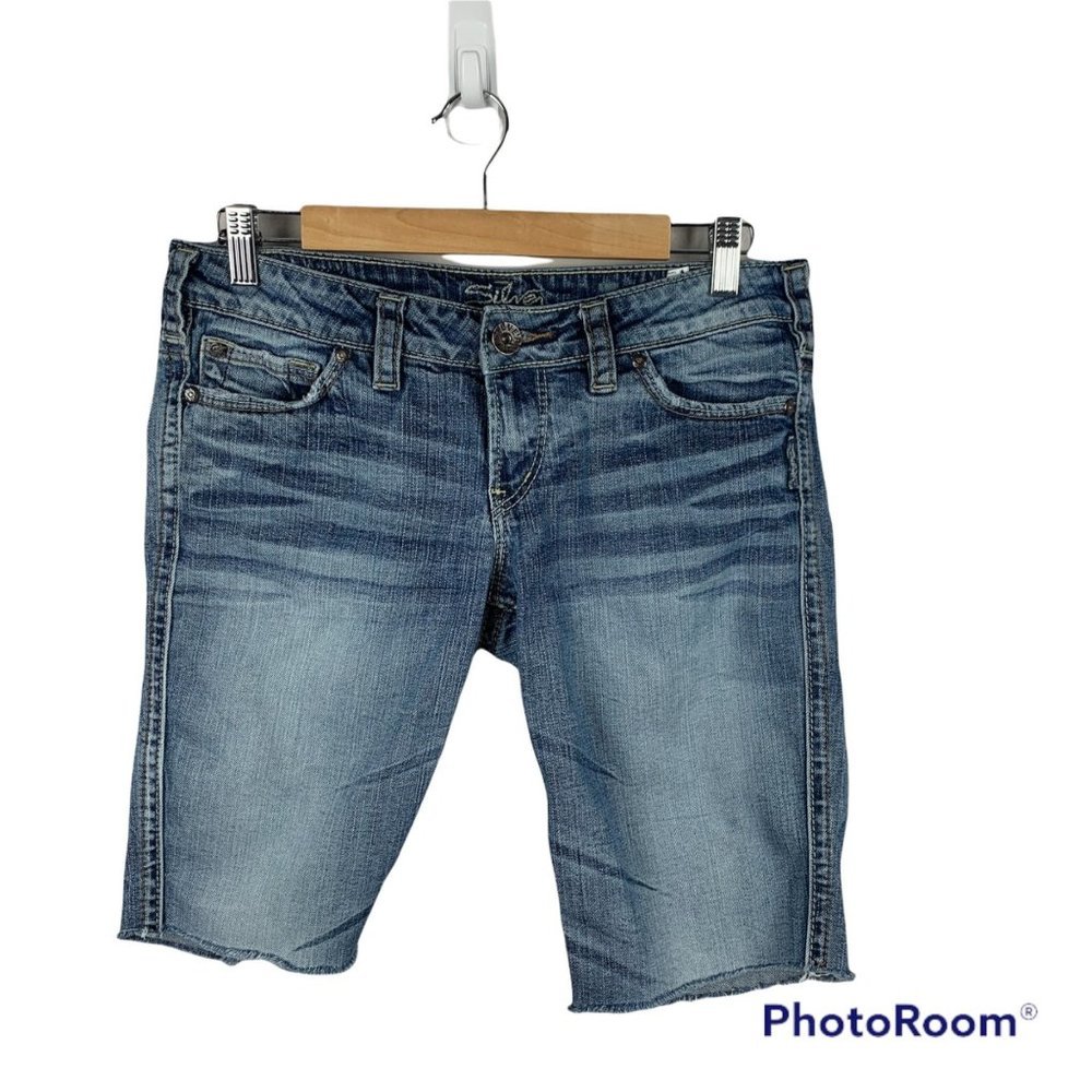 Silver Jean Cut off Bermuda shorts twisted womens size 28